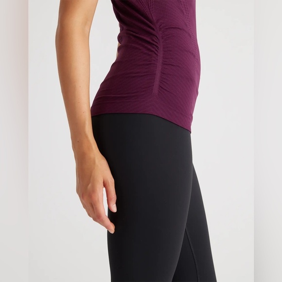 Quince Seamless Ruched Racerback Athletic Tank Plum Purple Womens XL EUC - Picture 2 of 7
